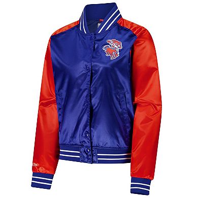 Women's Mitchell & Ness Royal Denver Broncos Team 2.0 Satin Raglan Full-Snap Jacket