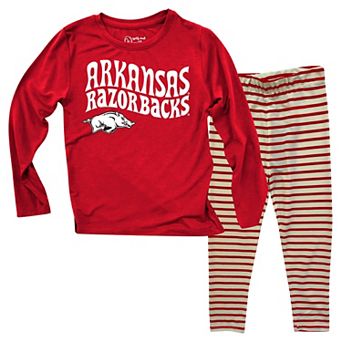 Toddler Wes & Willy Arkansas Razorbacks Long Sleeve Top and Striped Tri-Blend Leggings Set