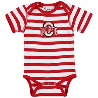 Infant Two Feet Ahead Scarlet Ohio State Buckeyes Stripe Shoulder Bodysuit