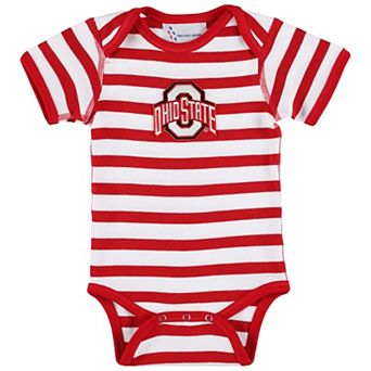 Infant Two Feet Ahead Scarlet Ohio State Buckeyes Stripe Shoulder Bodysuit