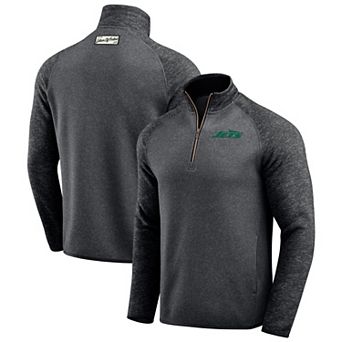 Men's Darius Rucker Collection by Fanatics Black New York Jets Tonal Raglan��Quarter-Zip Top