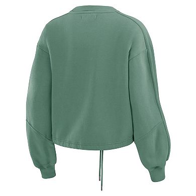 Women's WEAR by Erin Andrews Green New York Jets Washed Fleece Long Sleeve T-Shirt & Shorts Lounge Set