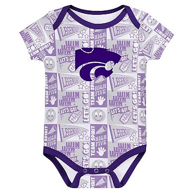 Newborn Purple Kansas State Wildcats Sunday Comics 3-Pack Bodysuit Set
