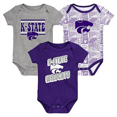 Newborn Purple Kansas State Wildcats Sunday Comics 3-Pack Bodysuit Set
