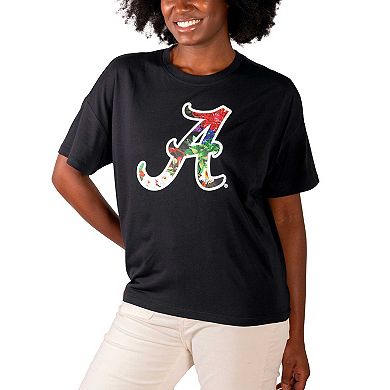Women's Lusso Black Alabama Crimson Tide Floral Crop Top