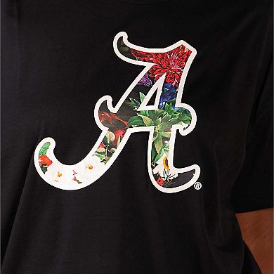 Women's Lusso Black Alabama Crimson Tide Floral Crop Top