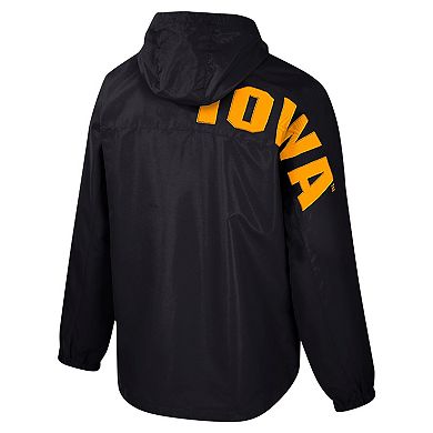 Men's Colosseum Black Iowa Hawkeyes Reloaded Anorak Half-Zip Jacket