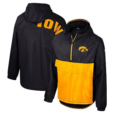 Men's Colosseum Black Iowa Hawkeyes Reloaded Anorak Half-Zip Jacket