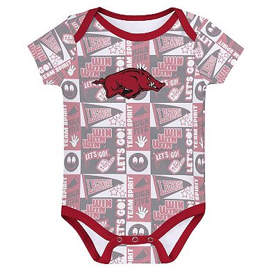 Newborn Cardinal Arkansas Razorbacks Sunday Comics 3-Pack Bodysuit Set