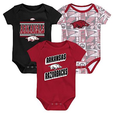 Newborn Cardinal Arkansas Razorbacks Sunday Comics 3-Pack Bodysuit Set