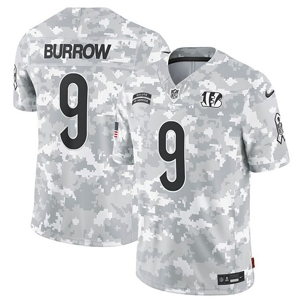 Men s Nike Joe Burrow Arctic Camo Cincinnati Bengals 2024 Salute to Service Limited Jersey