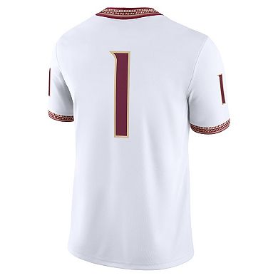 Men's Nike #1 White Florida State Seminoles Game Jersey
