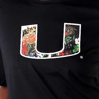 Women's Lusso Black Miami Hurricanes Floral Crop Top
