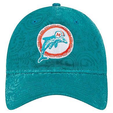 Women's New Era Aqua Miami Dolphins Throwback Flair 9TWENTY Adjustable Hat