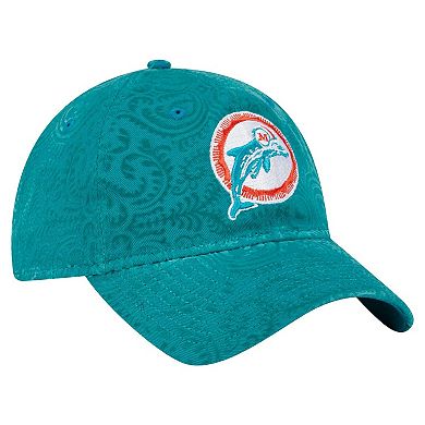 Women's New Era Aqua Miami Dolphins Throwback Flair 9TWENTY Adjustable Hat