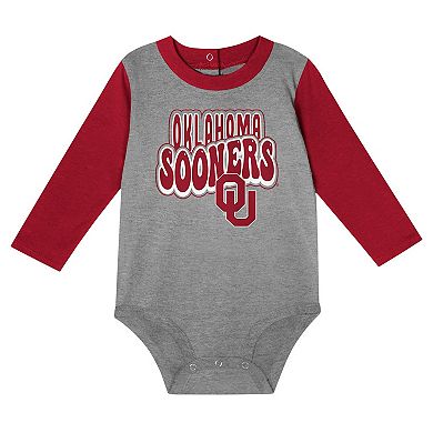 Infant Crimson Oklahoma Sooners Double Up Long Sleeve Bodysuit & Pant Set