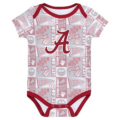 Newborn Crimson Alabama Crimson Tide Sunday Comics 3-Pack Bodysuit Set