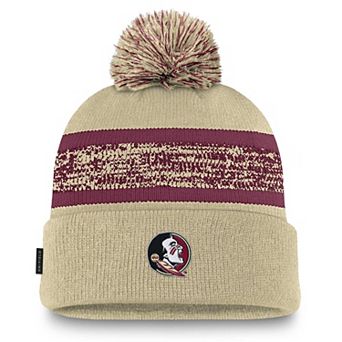 Men's Nike Gold Florida State Seminoles On-Field Peak Cuffed Knit Hat with Pom
