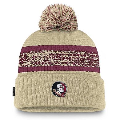 Men's Nike Gold Florida State Seminoles On-Field Peak Cuffed Knit Hat with Pom