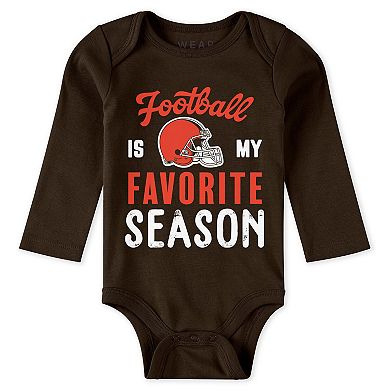 Newborn & Infant WEAR by Erin Andrews Cleveland Browns Three-Piece Turn Me Around Bodysuits & Pant Set