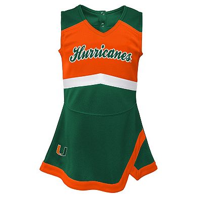 Girls Preschool Green Miami Hurricanes Two-Piece Cheer Captain Jumper Dress & Bloomers Set