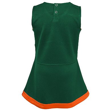 Girls Preschool Green Miami Hurricanes Two-Piece Cheer Captain Jumper Dress & Bloomers Set