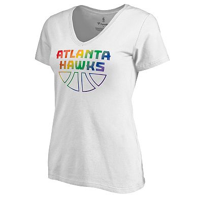 Women's White Atlanta Hawks Team Pride Wordmark V-Neck T-Shirt