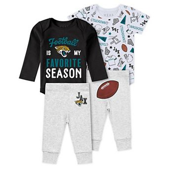 Newborn & Infant WEAR by Erin Andrews Jacksonville Jaguars Three-Piece Turn Me Around Bodysuits & Pant Set
