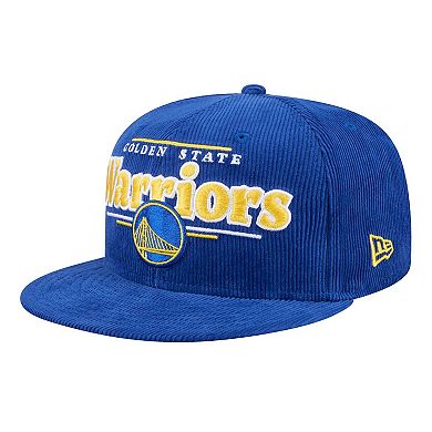Men's New Era Royal Golden State Warriors Throwback Display Corduroy 9FIFTY Snapback Hat