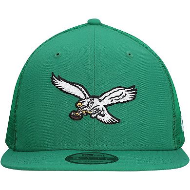 Men's New Era Kelly Green Philadelphia Eagles Throwback Main Trucker 9FIFTY Snapback Hat