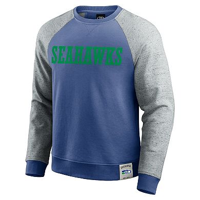 Men's Darius Rucker Collection by Fanatics Royal/Heather Gray Seattle Seahawks Throwback Color Block Raglan Pullover Sweatshirt