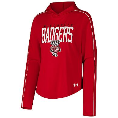 Women's Under Armour Red Wisconsin Badgers Gameday Knockout Long Sleeve Hooded T-Shirt