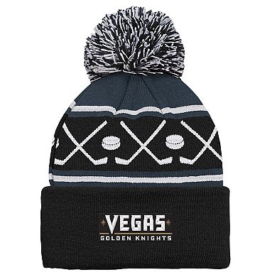 Preschool Black Vegas Golden Knights Faceoff Cuffed Knit Hat with Pom