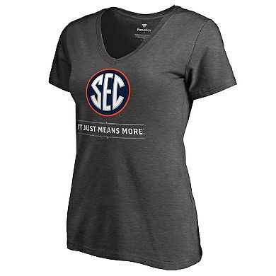 Women's Ash Auburn Tigers SEC Means More Slim Fit V-Neck T-Shirt