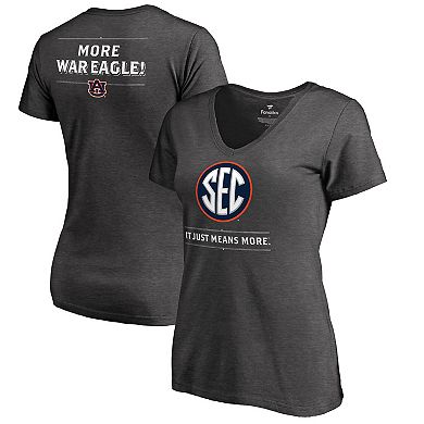 Women's Ash Auburn Tigers SEC Means More Slim Fit V-Neck T-Shirt