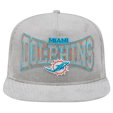 Men's New Era Gray Miami Dolphins Corduroy��Golfer Adjustable Hat