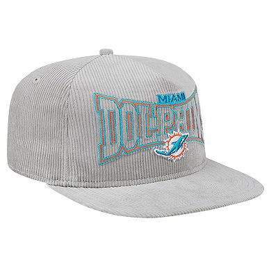 Men's New Era Gray Miami Dolphins Corduroy��Golfer Adjustable Hat