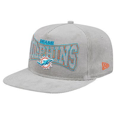Men's New Era Gray Miami Dolphins Corduroy��Golfer Adjustable Hat