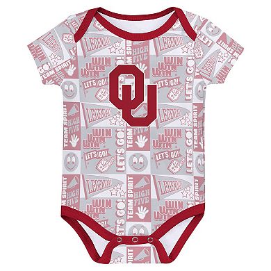 Newborn Crimson Oklahoma Sooners Sunday Comics 3-Pack Bodysuit Set