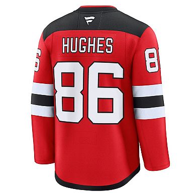 Men's Fanatics Jack Hughes Red New Jersey Devils Home Premium Jersey