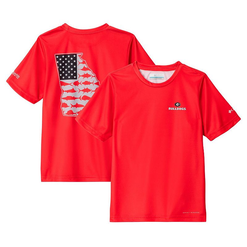 Columbia Red Georgia Bulldogs Terminal Tackle Omni-Shade T-Shirt, Kids Unisex