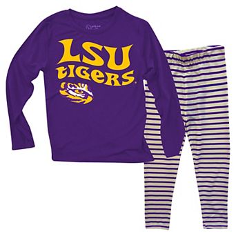 Toddler Wes & Willy LSU Tigers Long Sleeve Top and Striped Tri-Blend Leggings Set