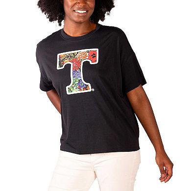 Women's Lusso Black Tennessee Volunteers Floral Crop Top