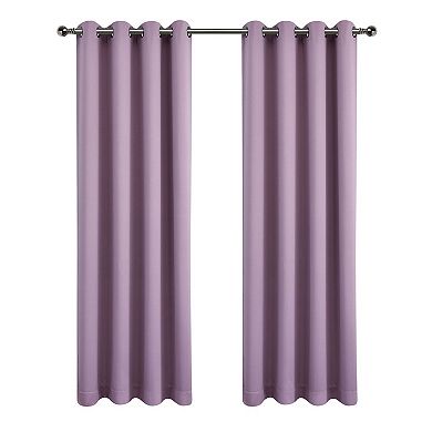 Kate Aurora 100 Percent Hotel Thermal Blackout Lavender Grommet Top Curtain Panels