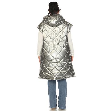 Plus Size Metallic Long Puffer Vest