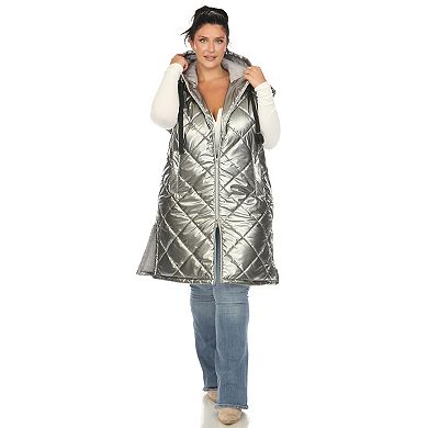 Plus Size Metallic Long Puffer Vest