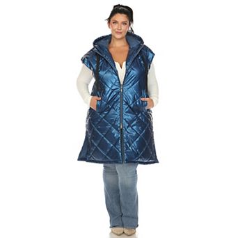 Plus Size Metallic Long Puffer Vest