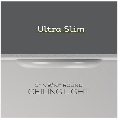 Next Glow Ultra Slim 5" Led Ceiling Light Fixture, 4000k Round, Dimmable Flush Mount Light