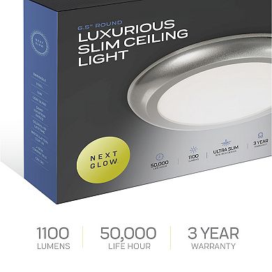 Next Glow Ultra Slim 6.5" Led Ceiling Light Fixture, 4000k Round, Dimmable Flush Mount Light