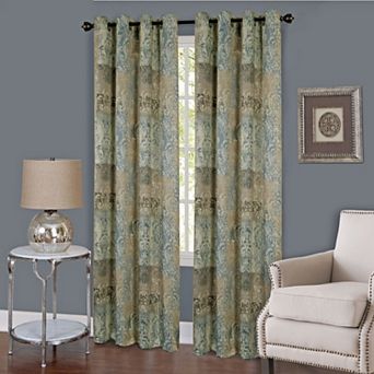 Kate Aurora Traditional Designs 2 Pack Atlanta Scroll Grommet Top Curtain Panels